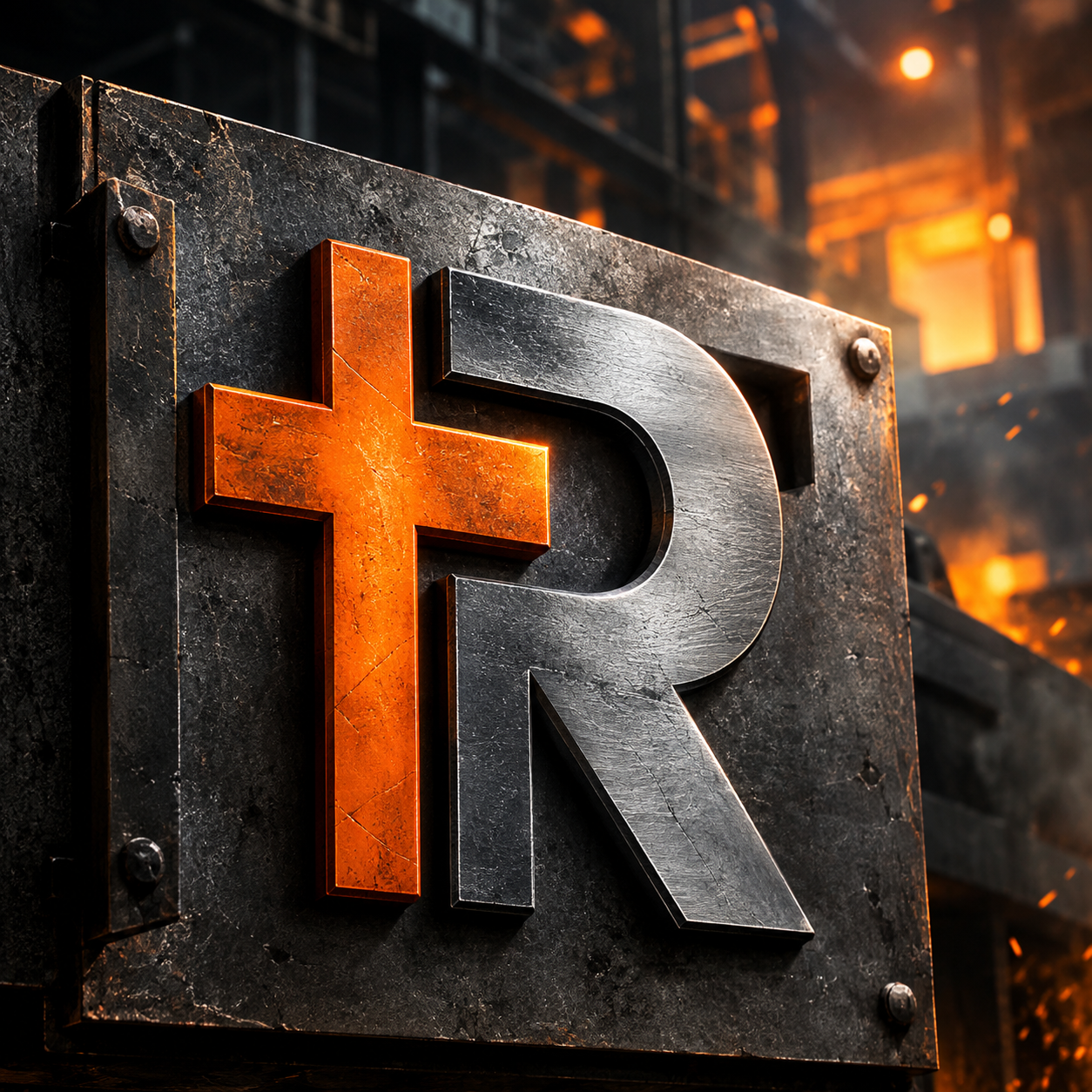 Refined Industries logo fabricated in steel